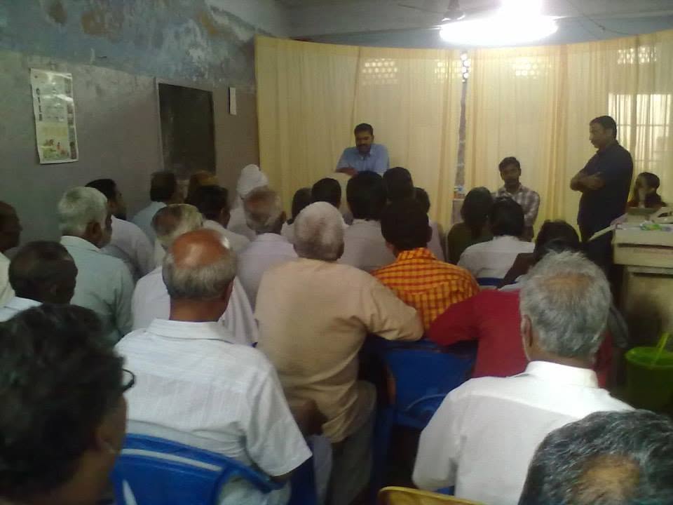 People waiting to be seen at a Janamitra medical camp